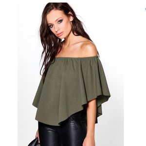 Khaki green off the shoulder top
